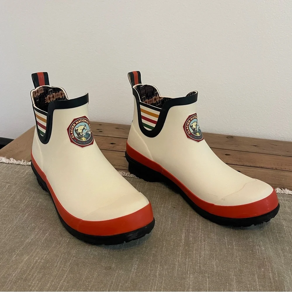 WOMEN'S NATIONAL PARK CHELSEA RAIN BOOTS GLACIER PARK WHITE COLOR Size US 10 - Picture 4 of 11